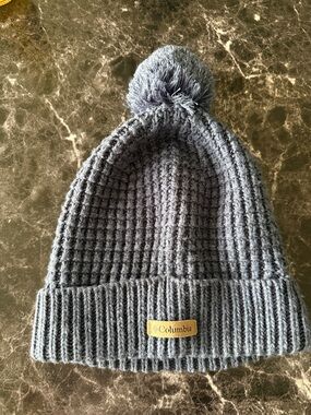 Columbia Blue Knit Pom Beanie